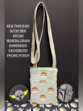 NEW BABY GRUGO THIS IS MY GOOD SIDE MINT GREEN HANDMADE CROSSBODY PHONE POUCH